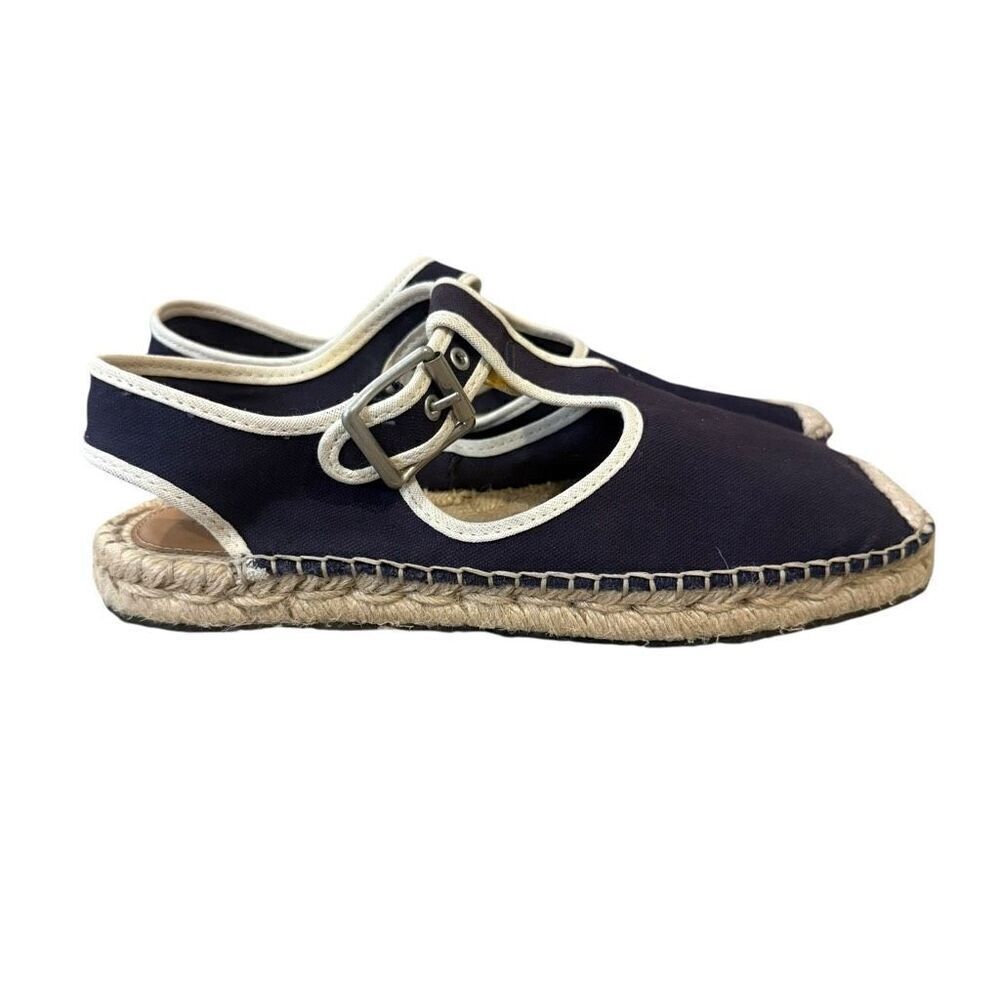 Re/Done T-Strap Navy Espadrille Sandals Size 38 US 8